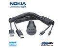 Nokia DC-20 Universāls 2 USB Socket 1A Quick Auto Lādētājs+ 2 Micro USB Kabelis (M-S Blister)