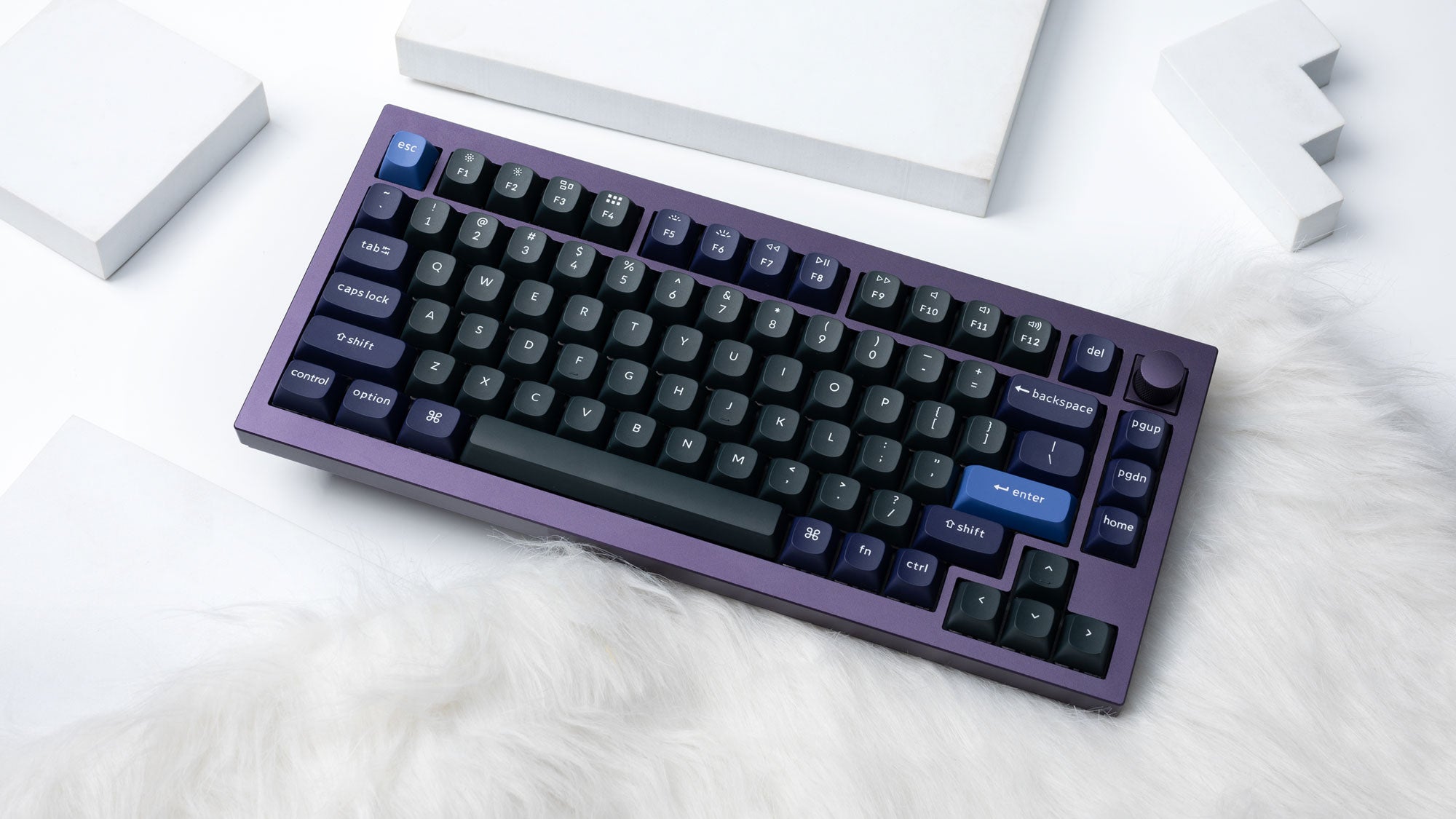 Keychron Q1 QMK VIA 75% layout custom mechanical keyboard purple aluminum frame K Pro banana switch