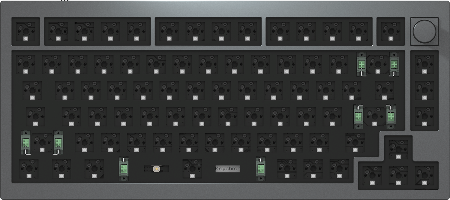 Barebone US layout of Keychron Q1 QMK VIA 75% layout custom mechanical keyboard with rotary encoder knob version