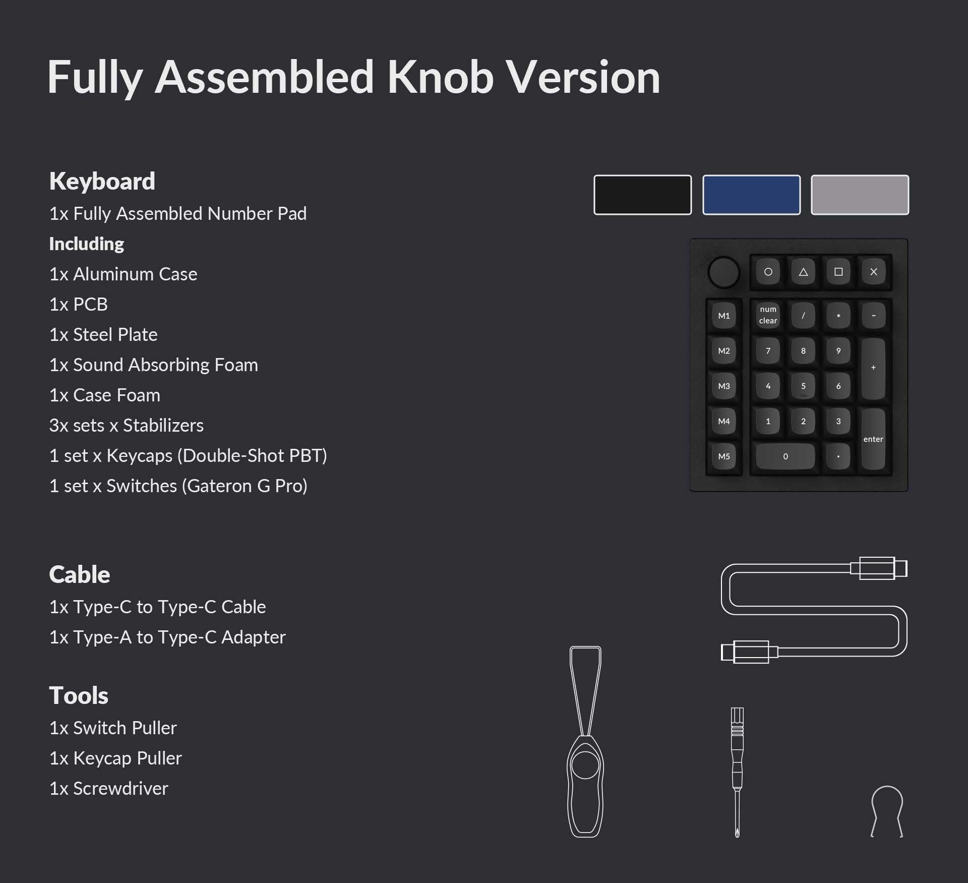 Package List of Keychron Q0 Plus Custom Mechanical Number Fully Assembled Knob Version