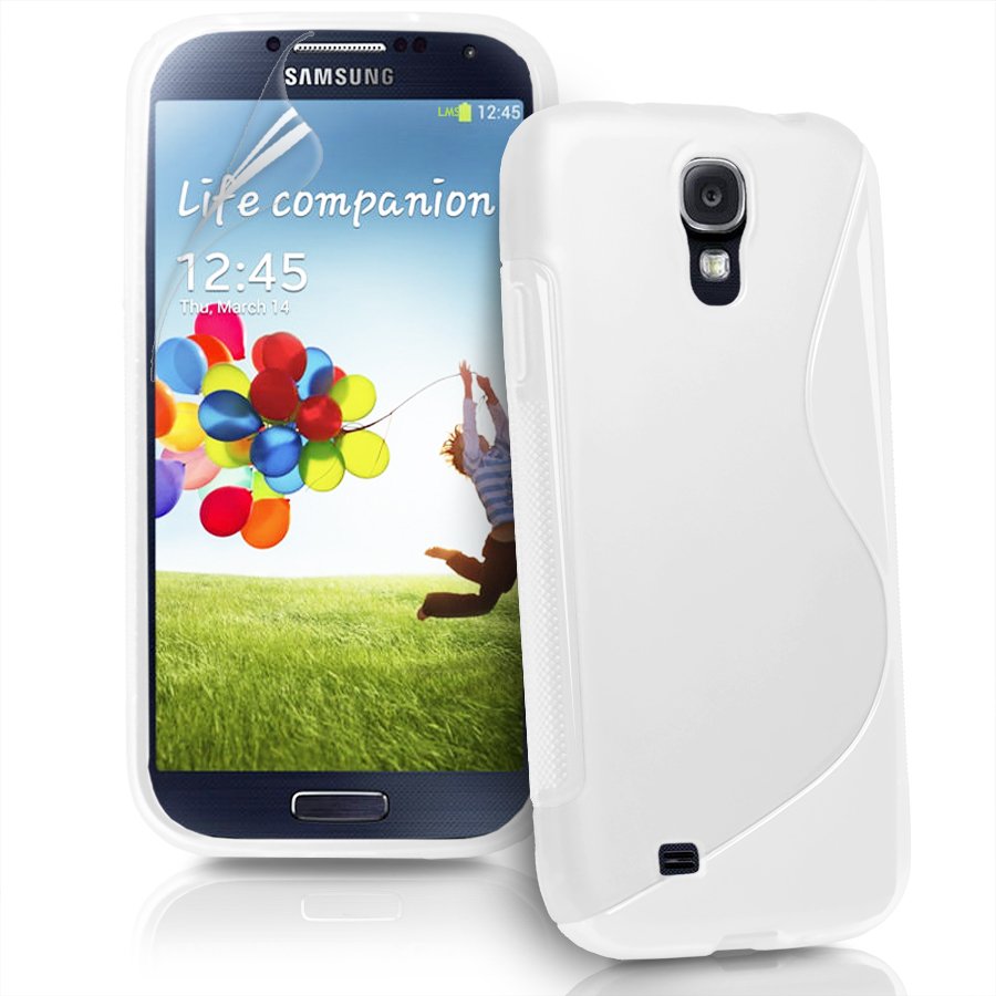 Samsung Galaxy i9500/i9505 S4 IV S Line Wave Gel Silicone Soft Back Case Cover White maks