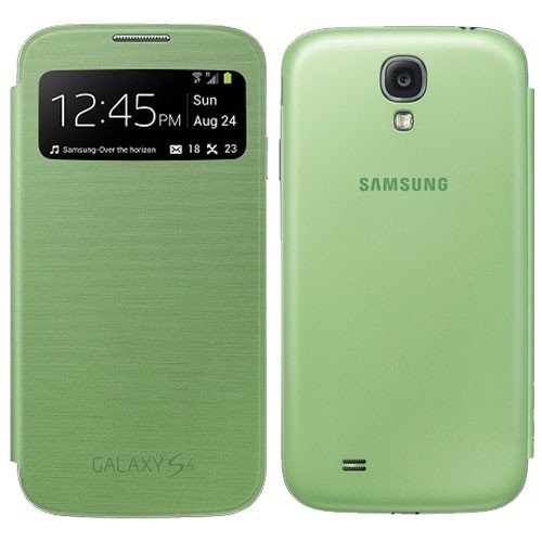 Samsung Galaxy i9500/i9505 S4 IV Original Premium S-view cover flip case EF-CI950BGEGWW Yellow Green maks 