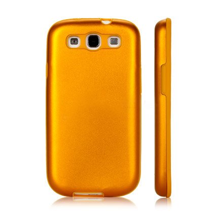 Samsung i9300 Galaxy S3 Gold Aluminium&amp;Silicone Back Case Cover Bumper maks