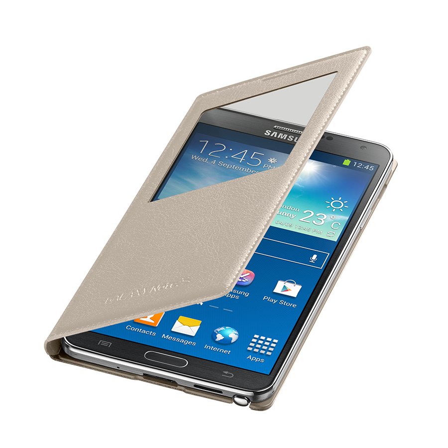 Samsung N9005 Galaxy Note 3 III Original S-View Cover Case Beige EF-CN900BUEGWW Beige maks