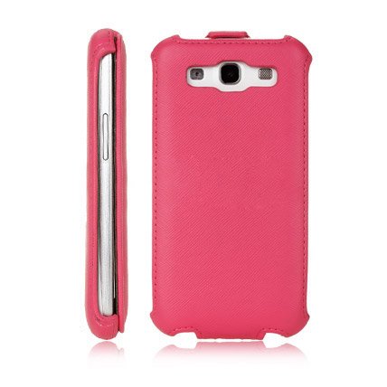 Samsung i9300 Galaxy S3 Leather Clam Flip Case Cover Hot Pink Red maks