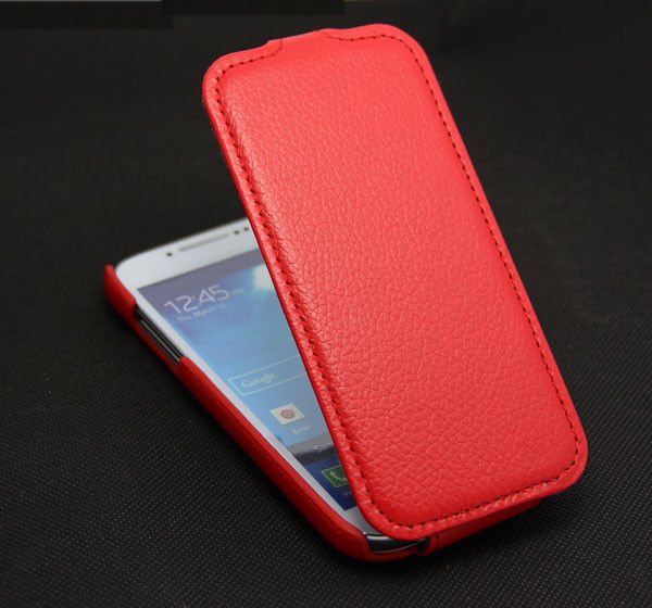 Samsung i9195 Galaxy S4 Deluxe Leather Flip Skin Case Cover Red maks