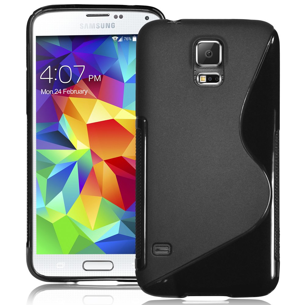 Samsung Galaxy S5 i9600 G900 Premium Silicone S Soft Back Case Cover Black maks 