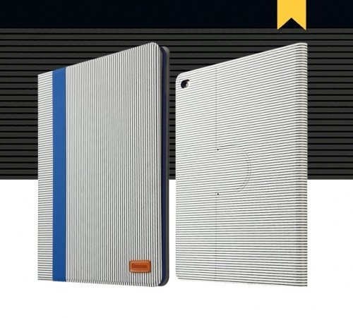 iPad Mini 1/2/3 Fold Fashion Ādas Maciņš (Balts/Zils)