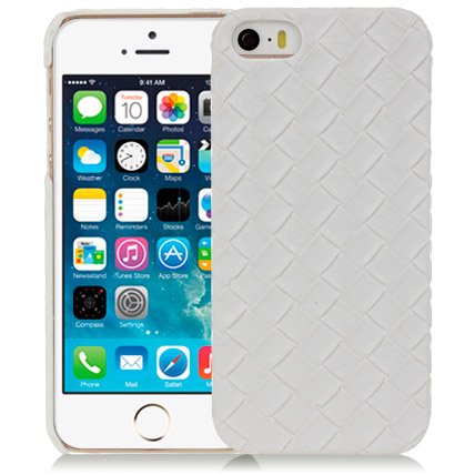 Apple iPhone 5/5S Diamond Weave Protective Leather Back Case Cover White maks