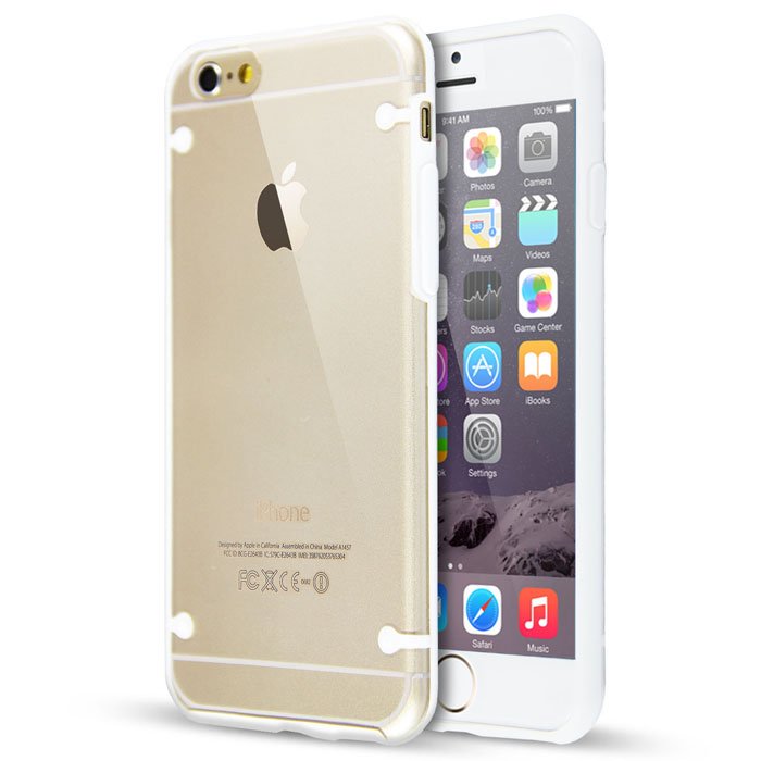 Apple iPhone 6/6S Glow Rubber Gel Ultra Thin Clear Case Cover White maks