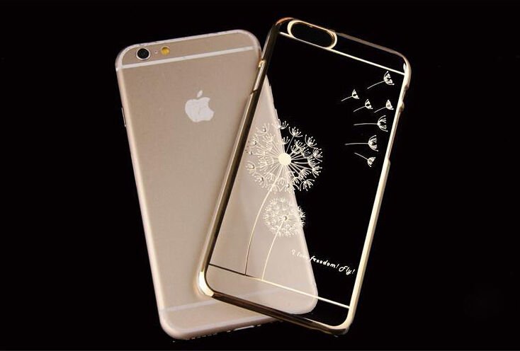 Apple iPhone 6/6S 4.7 Gold Dandelion Stylish Clear Crystal Diamond Transparent Back Hard Case Cover maks vāciņš