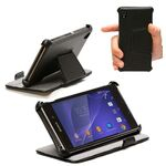 Sony Xperia Z2 D6503 Premium Leather Ultra Slim Wallet Case Stand Cover Black maks