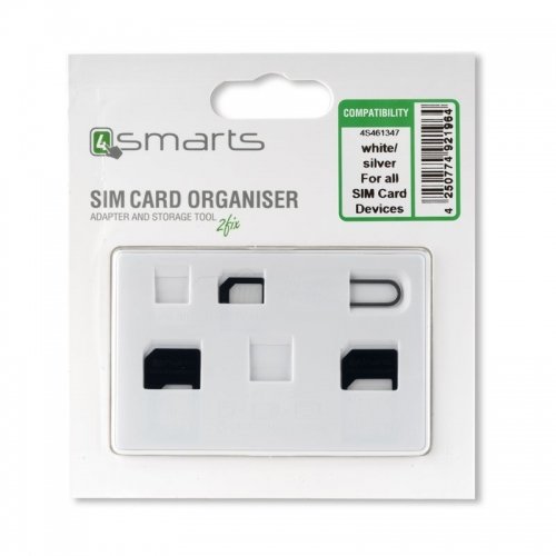 Adapters and other accessories 4smarts SIM card organiser white/silver