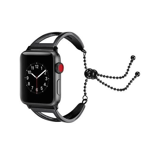 Apple Watch 42/ 44mm Metāla Rokassprādze ar Ķēdi (Melna)