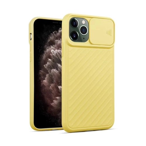 iPhone 12/12 Pro Silikona Macins ar kameras aizsargu (Dzelte