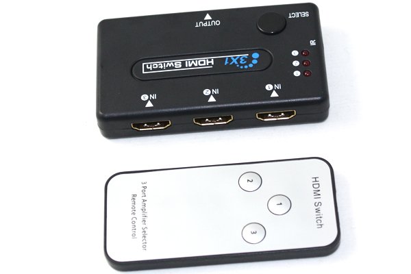 3 Port HDMI Full HD 1080P 3D HDTV Multi Display Auto Switch Switcher Hub Splitter Remote Control DVD/TV/PS3