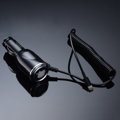 Apple iPhone 5/5S/5C iPad 4/5 Air Mini LED Logo 5V 2A Car Charger Black auto lādētājs uzlādes ierīce