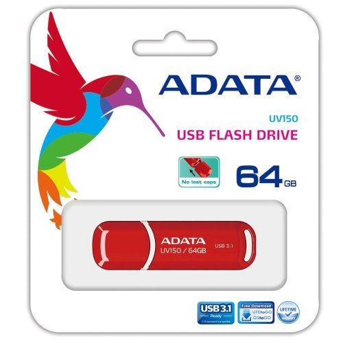 Adata MEMORY DRIVE FLASH USB3.1 64GB/RED AUV150-64G-RRD
