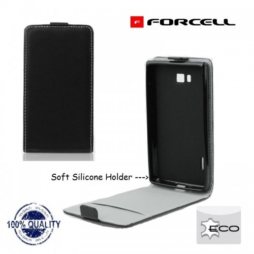 Forcell Flexi Slim Flip Samsung i9100 Galaxy S2 vertikÄ?li atverams silikona ietvarÄ? Melns