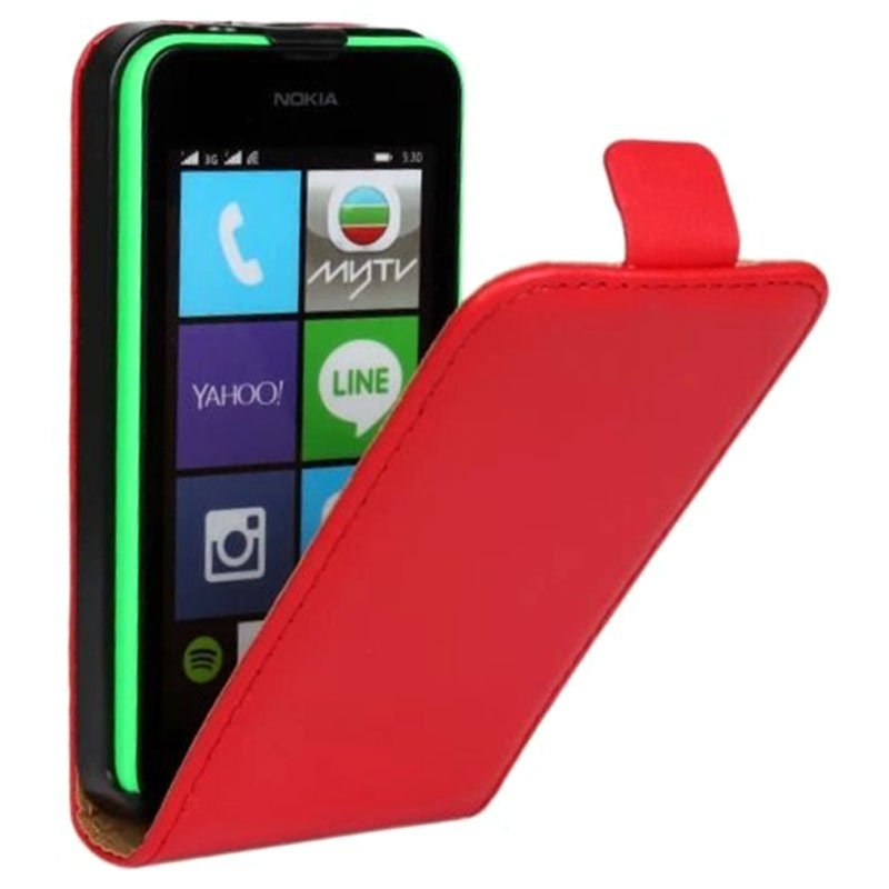 Nokia 530 Telone Flexi Flip Case Cover in Silicone Holder Red maks sarkans