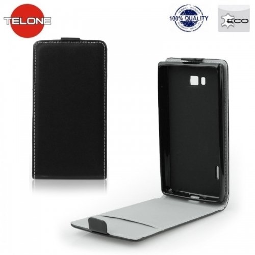 Telone Flexi Slim Flip HTC Desire 510 vertikāli atverams silikona ietvarā Melns