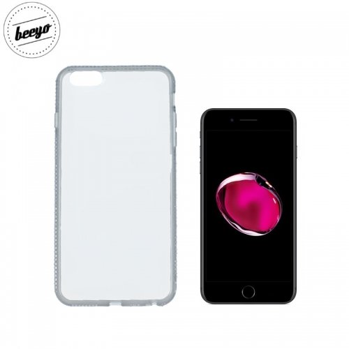 Beeyo Diamond frame super plāns silikona caurspīdīgs aizmugures maks-apvalks priek&scaron; Apple iPhone 7 (4.7inch) Pelēks