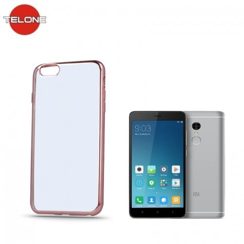 Telone Super Plāns Caurspīdīgs Silikona Aizmugures Apvalks Xiaomi Redmi Note 4 ar Rozīgi zeltaino krāsas rāmīti