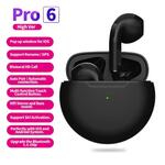 Pro6 Wireless Bluetooth Headphones Earphones Mini Heaset with Charging Case Waterproof Earbuds austiņas Black