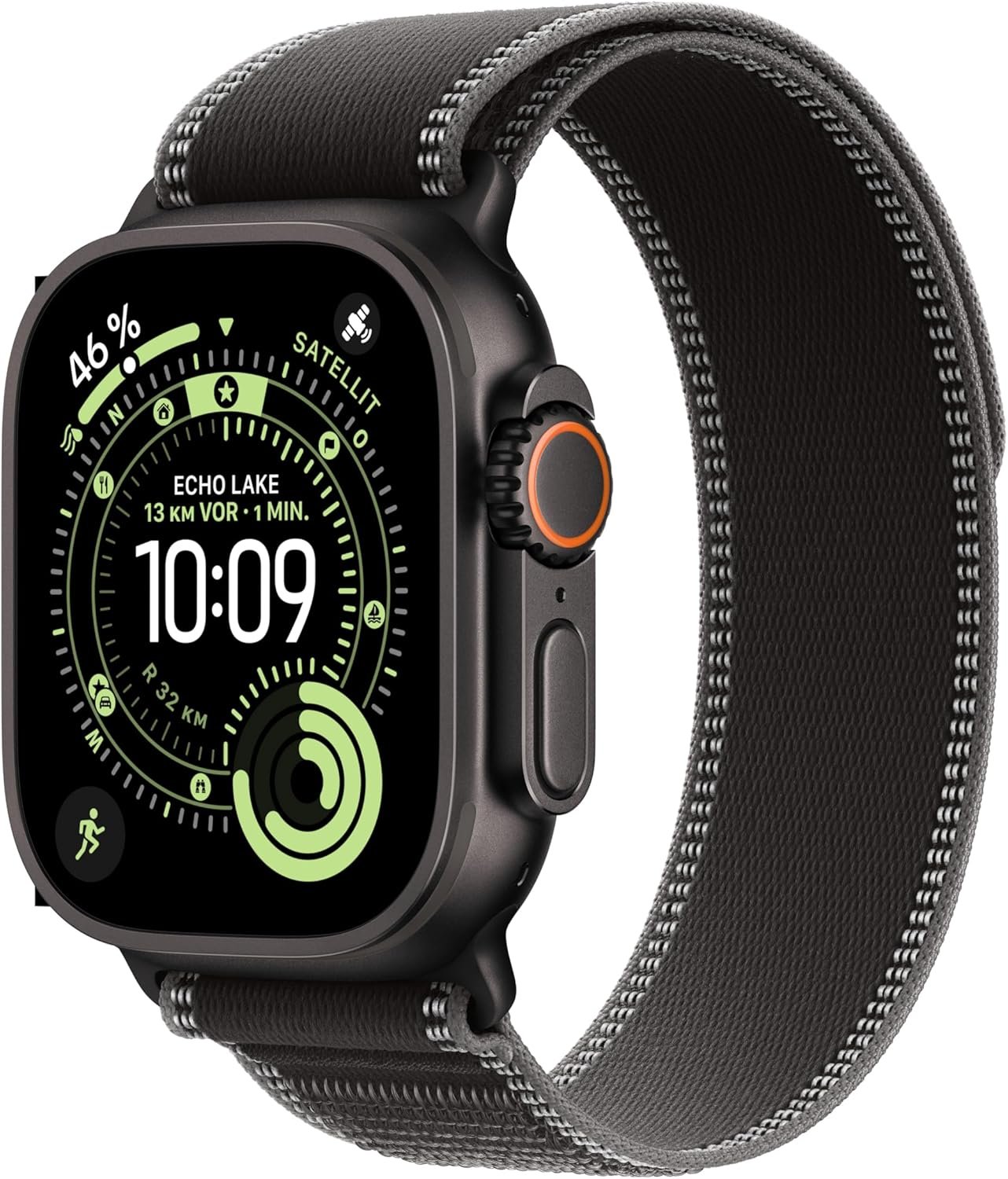 Apple Watch Ultra 3 (2025) GPS Cellular 49mm Black Titanium Case with Black/Charcoal Trail Loop M/L