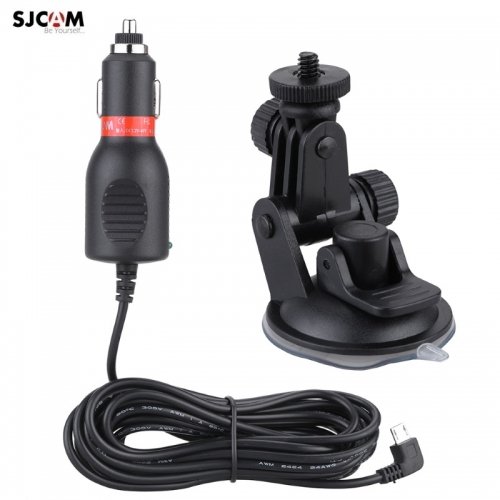 Sjcam Oriģinals SJ4000 SJ5000 M10 M20 Sporta Kameru Auto Loga stiprinājums + DC Micro USB Lādētājs 5V 2A
