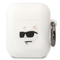 Maciņ&scaron; austiņām Karl Lagerfeld Apple Airpods 1/2 3D Logo NFT Choupette Head Silicone Case White