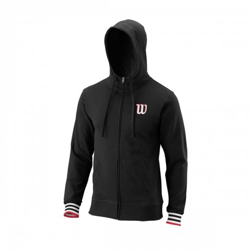 Wilson men apparel M SCRIPT ECO COTTONFULL ZIP HOODY-SLIMFIT BLACK