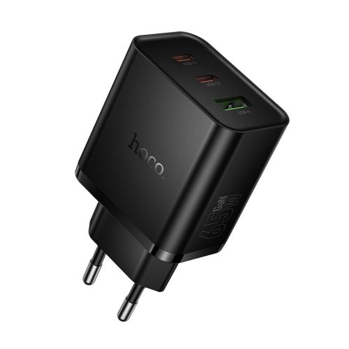 Hoco N75 Charger 2X USB C+ USB A QC3.0 PD 3A 65W black