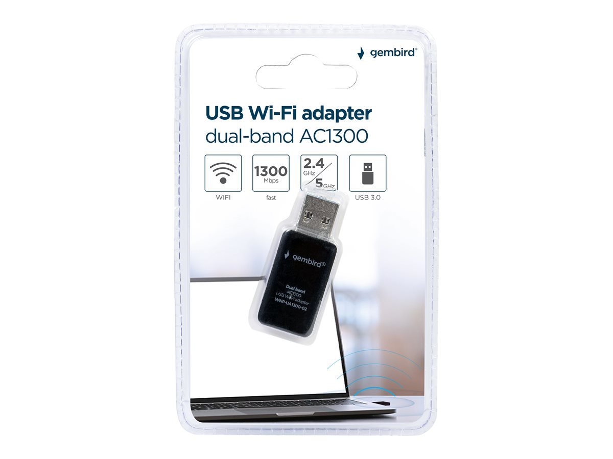 WNP-UA1300-02 Compact dual-band AC1300 USB Wi-Fi adapter