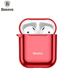 Baseus Metallic Shining Ultra-thin Silicone Protector Case with Hook for Airpods 1 / 2 Red