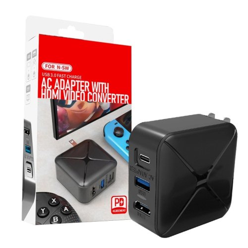 Honson USB 3.0 Fast Charging AC Adapter With HDMI Port/EU Plug for Switch/Lite/Oled