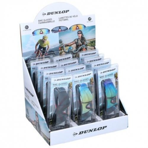 Dunlop cycling glasses with UV protection, stand - 12 pcs