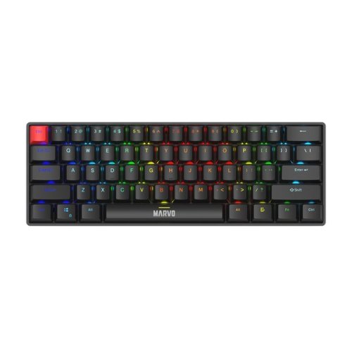 Marvo KG933 Saber 61 Wired Gaming Keyboard | USB-C | BT | 2.4G | Black, 60%