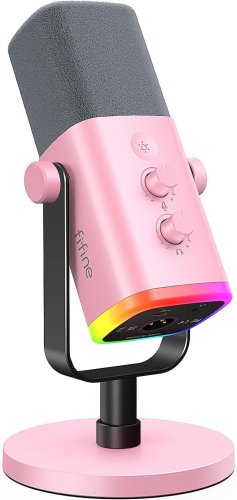 Fifine AmpliGame AM8P Wired Microphone with RGB Lighting | USB/XLR