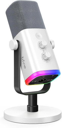 Fifine AmpliGame AM8W Wired Microphone with RGB Lighting | USB/XLR