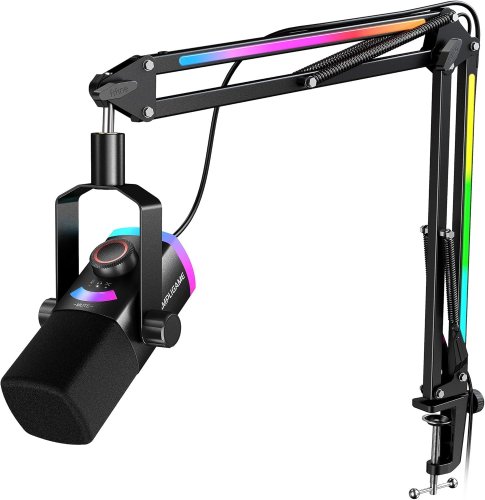 Fifine AmpliGame AM8 PROT wired microphone with stand and RGB backlight|USB/XLR