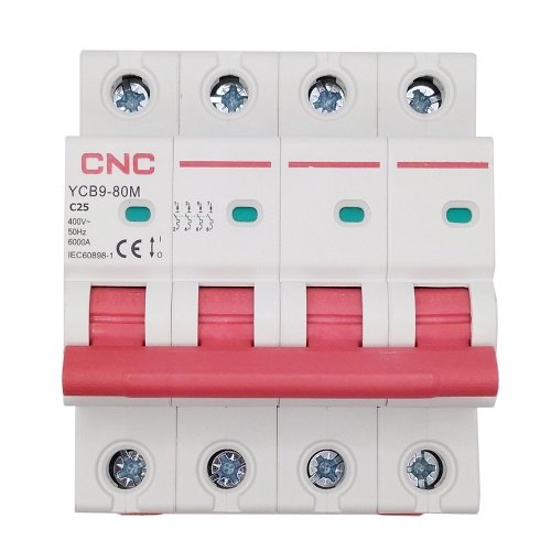 CNC Miniature Circuit Breaker, 4P, 25A, Class C, 6kA