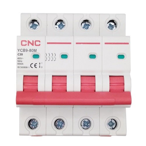CNC Miniature Circuit Breaker, 4P, 20A, Class C, 6kA