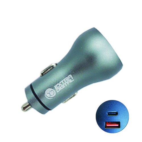 Extra digital Car Charger USB 3.0+ Type C: 12-24V, 36W, QC3.0+ PD
