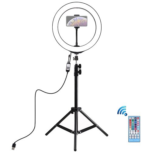 Puluz LED Ring Lamp 26 cm With Desktop Tripod Mount Up To 1.1m, Phone Clamp, USB