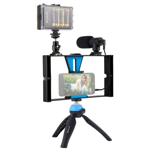 Puluz Blogging Smartphone Video Rig (LED Light, Tripod Mount, Phone Holder, Mic)