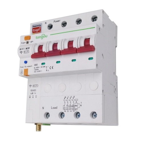 Tuya Smart 4-Pole Circuit Breaker Wi-Fi, RS485, 63A