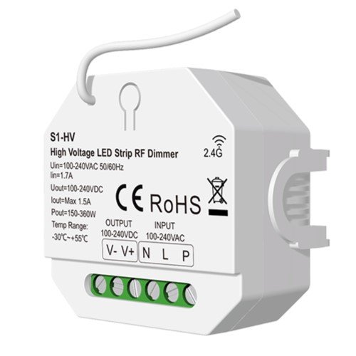 Skydance S1-HV Dimmer, 1Ch, 230V, 150-360W, Push-Dimm