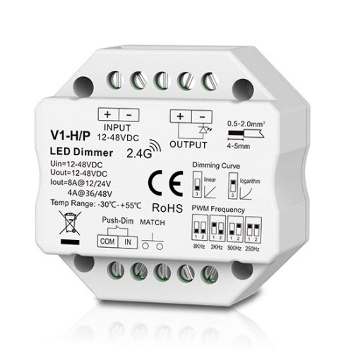 Skydance V1-H/P Controller, 12-48V, 1x 8A, Push-Dimm