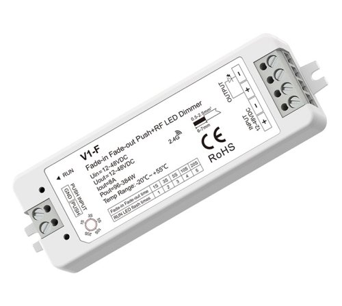 Skydance V1-F Fade-in Fade-out LED Dimmer, 12-48V, 1x 8A, Push-Dimm